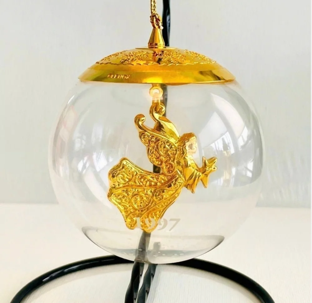 Vintage 1997 Lenox Celestial Angel Ball Crystal Christmas Ornament 3